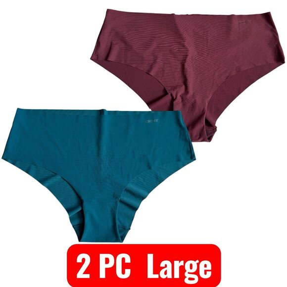 NWOT DKNY Women 2 Pc Litewear Cut Anywear Blue Burgundy Size Large Hipster Panty - Picture 1 of 5